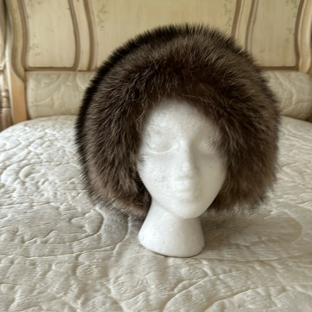 Plush fox fur hat made in the USA.